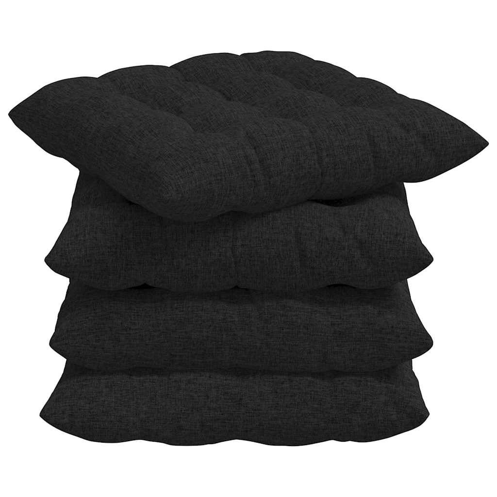 Poduszki na siedziska 4 pcs tkanina Czarny 40 x 40 x 6 cm