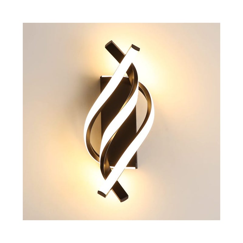 Kinkiet spiralny LED z aluminium, designerska lampka nocna, ciepłe białe światło 3000K, eleganckie oświetlenie dekoracyjne do wnętrz - 1 szt.