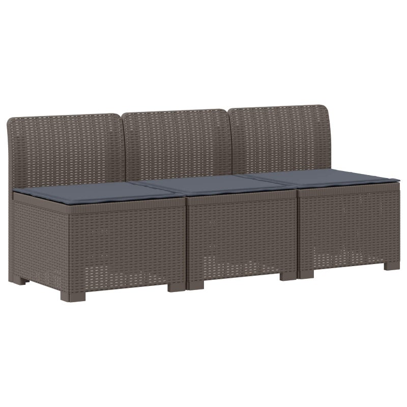Sofa Ogrodowa Modułowa 3-Osobowa Plastikowa Szara z Poduszkami na Taras