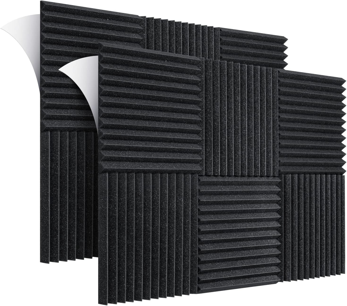 30 x 30 x 2,5 cm Panele akustyczne z pianki, opakowanie 12 sztuk Samoprzylepne, ognioodporne panele akustyczne, pianka redukująca hałas, do podcastów,