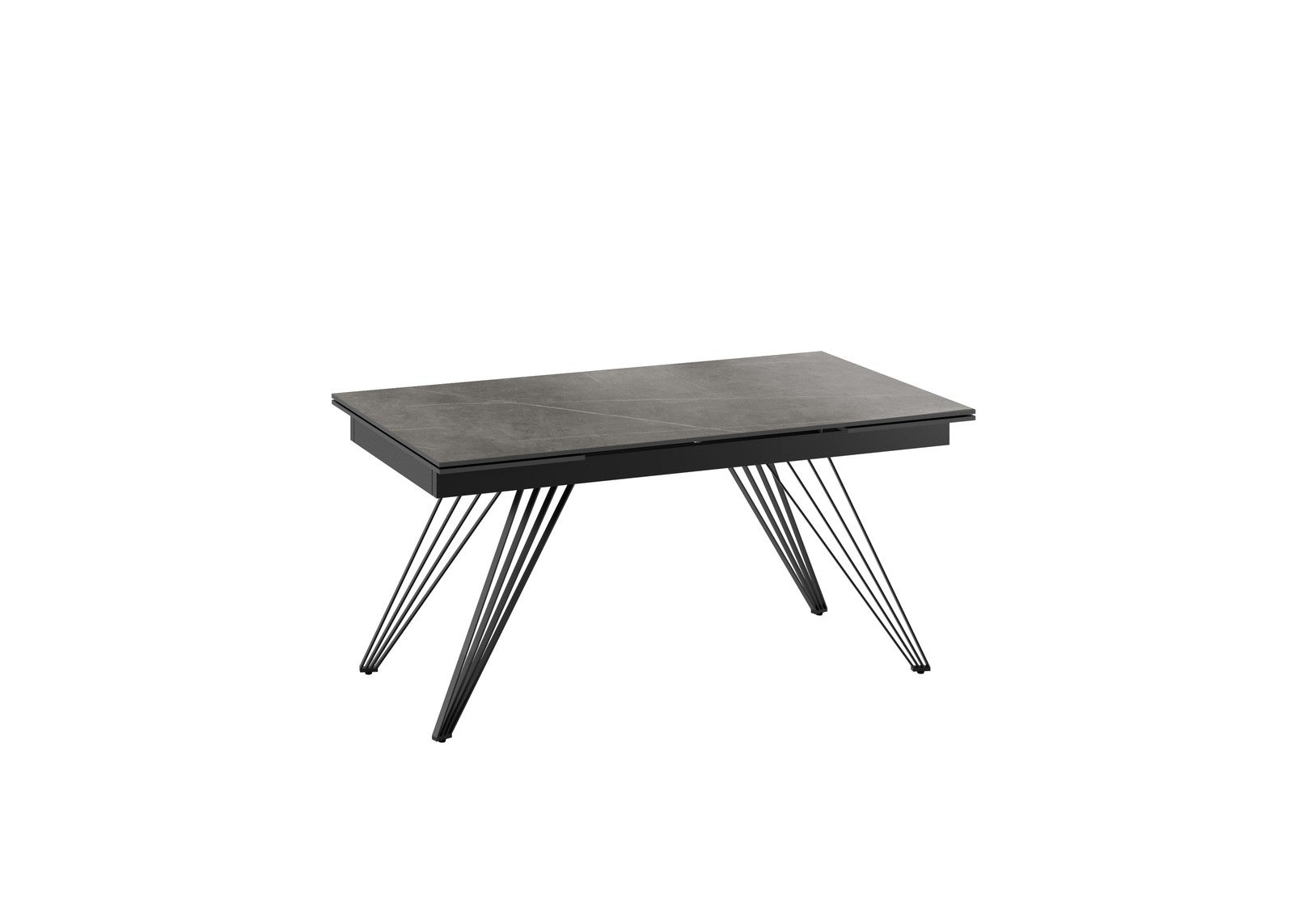 Table extensible gris-noir mat 90 cm x 160-240 cm H. 76 cm