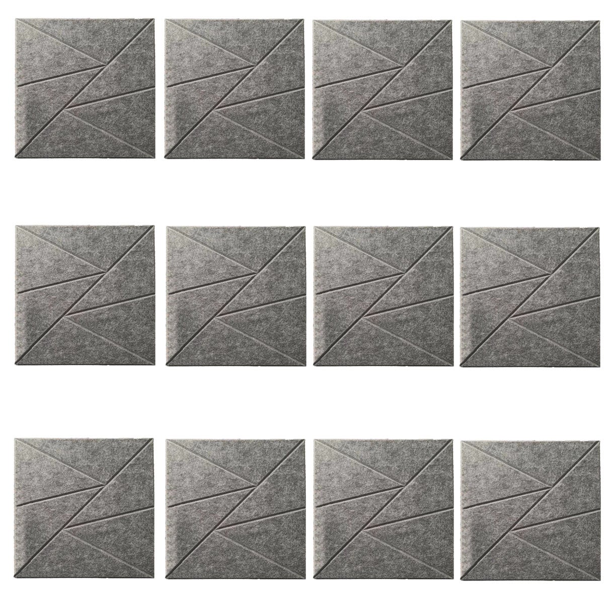 Zestaw 12 kreatywnych samoprzylepnych paneli dźwiękochłonnych, panele dźwiękochłonne z włókna poliestrowego, 30 x 30 x 0,9 cm, ciemnoszare