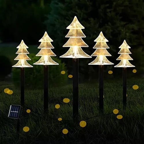 5 w 1 Solarne lampki świąteczne na alejkę, wodoodporne lampki krajobrazowe, LED-owe lampki dekoracyjne na Boże Narodzenie na patio, podwórko