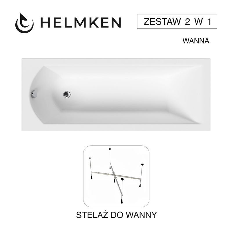 Wanna akrylowa Helmken Vespera 180 х 80 + Stelaż uniwersalny do wanien Helmken 21230020 / 23098005-2S