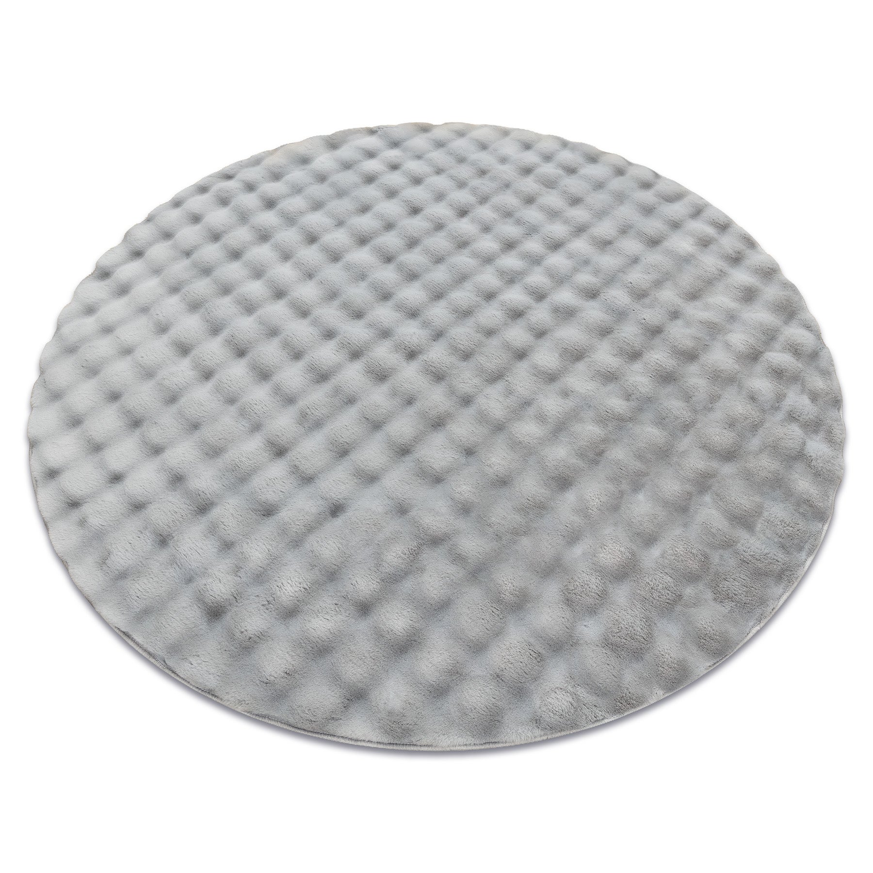Dywan BUBBLE koło srebrny 21 IMITACJA FUTRA KRÓLIKA strukturalny 3D koło 80 cm