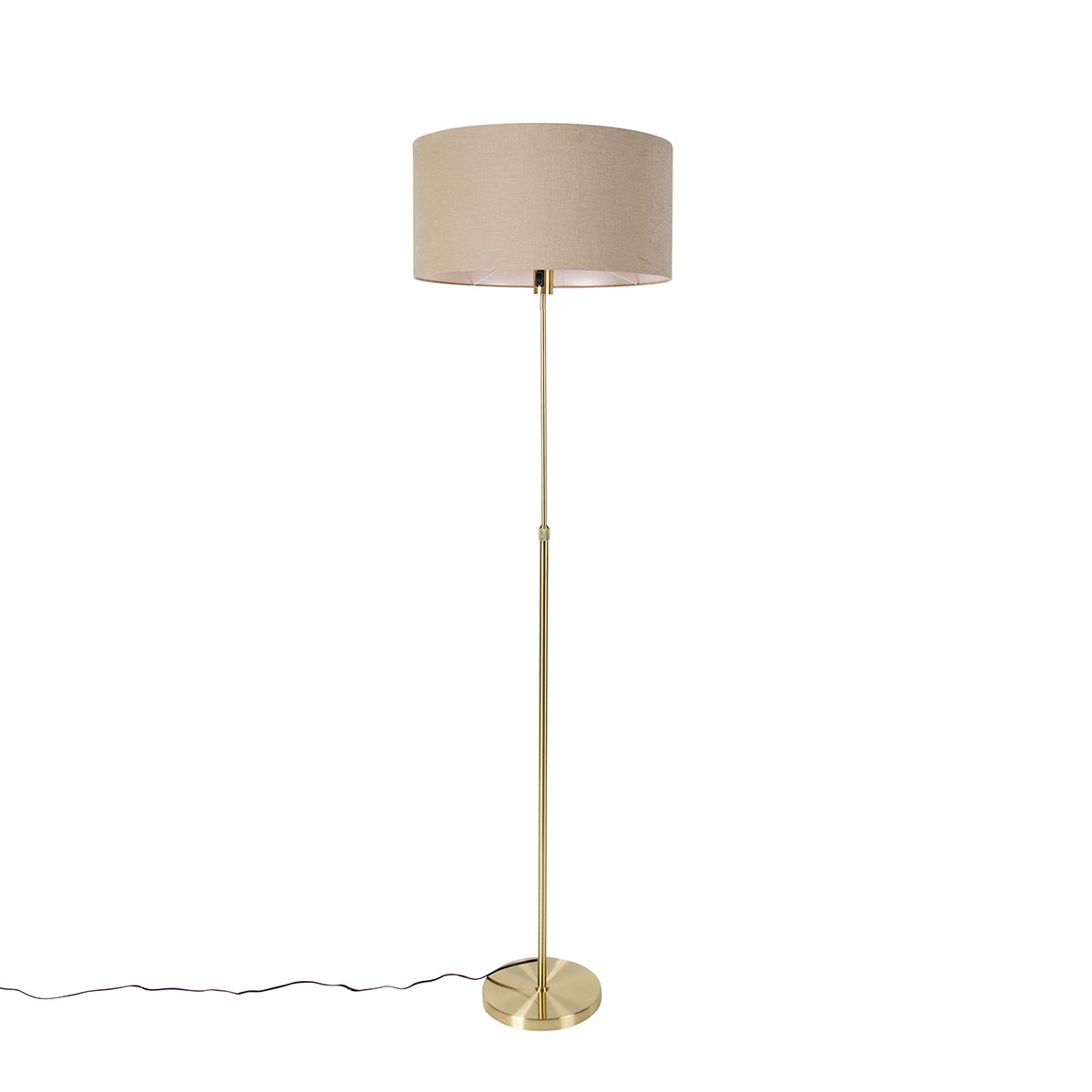 Qazqa designerski lampa podłogowa z kloszem - Parte Stof - złoty/mosiężny, okrągły, max. 60w, kompatybilny z żarówką LED, e27