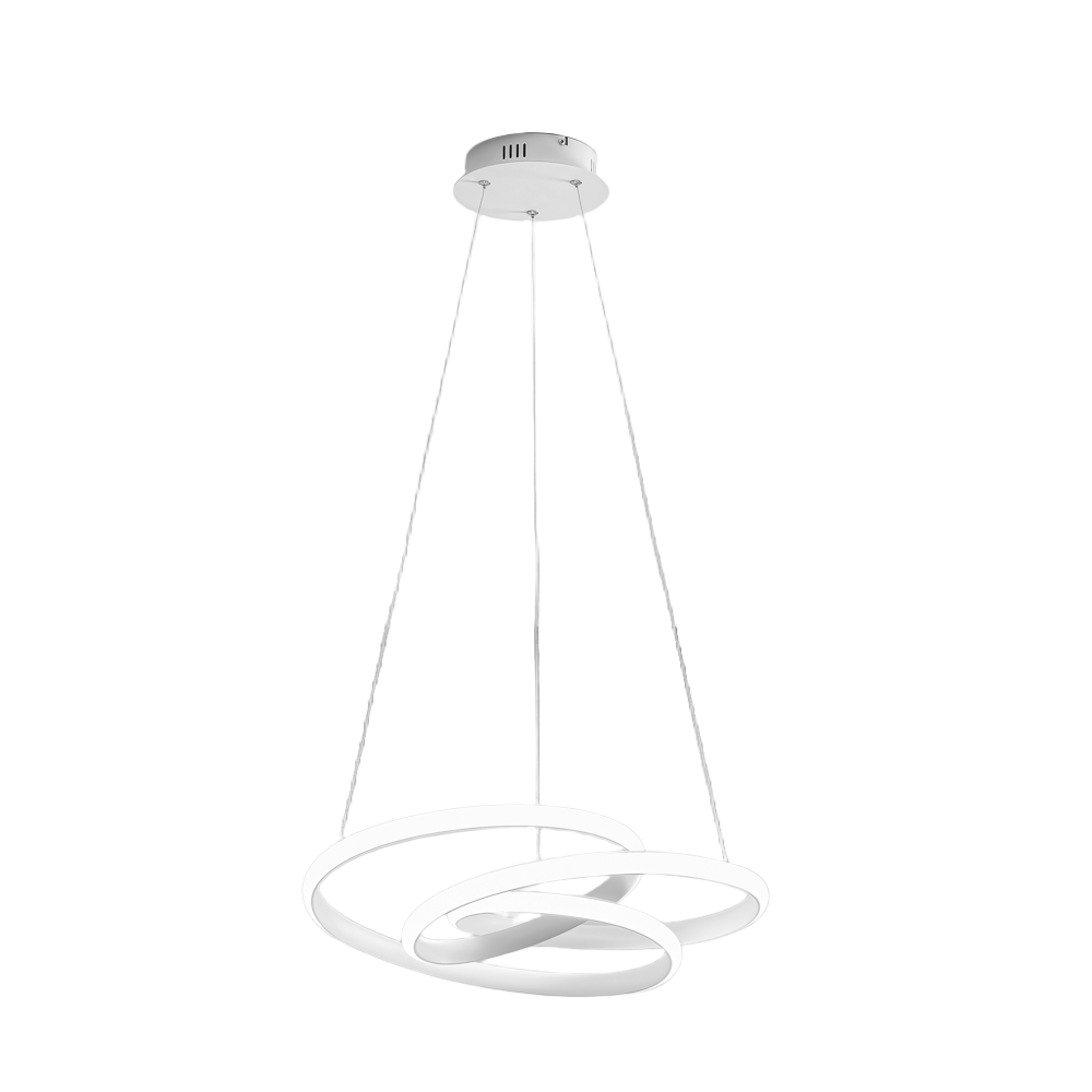 Lampa wisząca Diva S/P z satynowego białego aluminium, dioda LED 42 W, 2500 lm, 3000 K, z możliwością ściemniania fazowego i przyciskiem - Gea Luce
