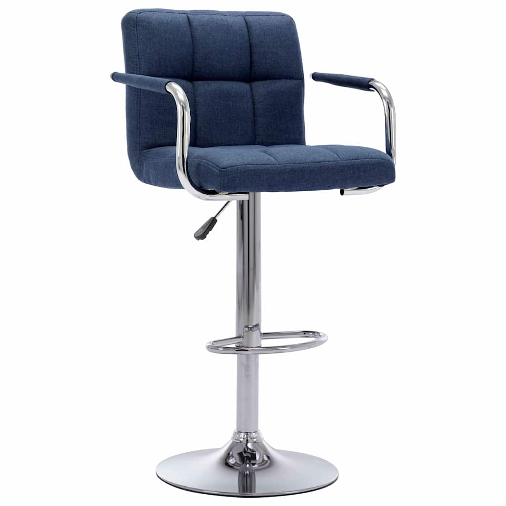 Hoker do Kuchni i Wyspy Tapicerowany Obrotowy Niebieski Krzesło Barowe