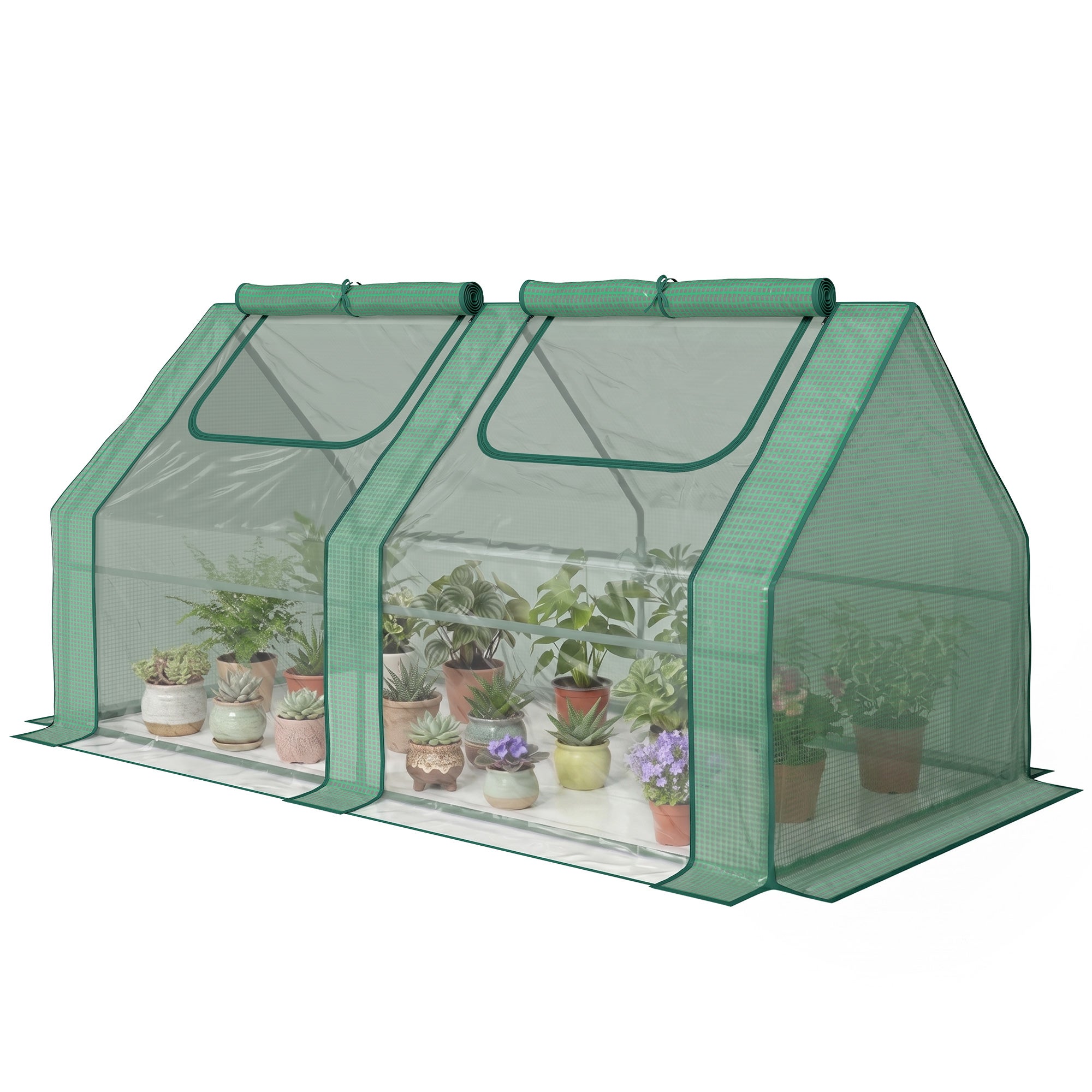 Szklarnia warzywna z 2 osłonami PE i PVC, rama stalowa - zielona 180 x 90 x 90 cm