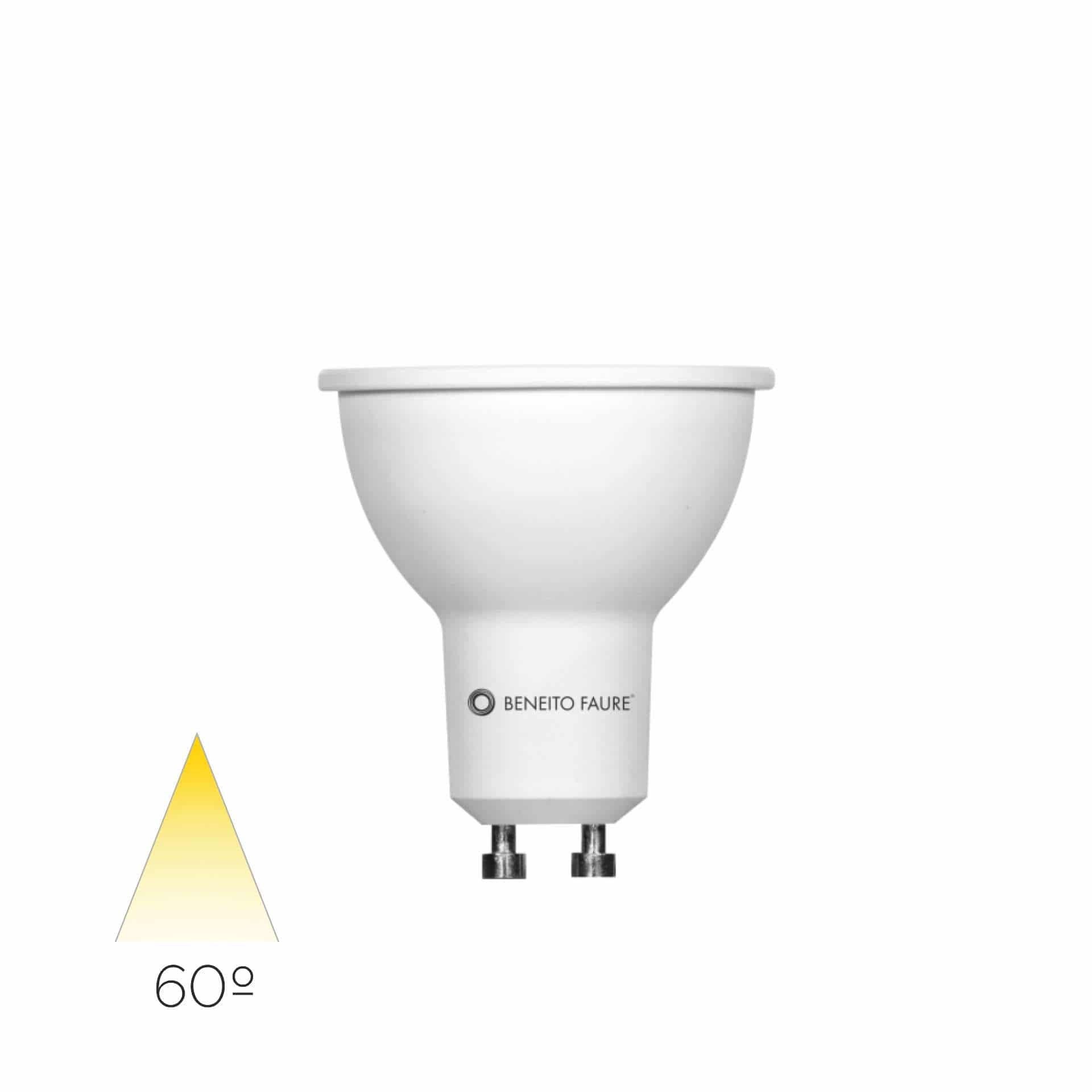 Żarówka LED GU10 6W dichroiczna, 60°, 4000K, 616 lm, IP40, wykończenie białe, do użytku wewnątrz – Beneito & Faure
