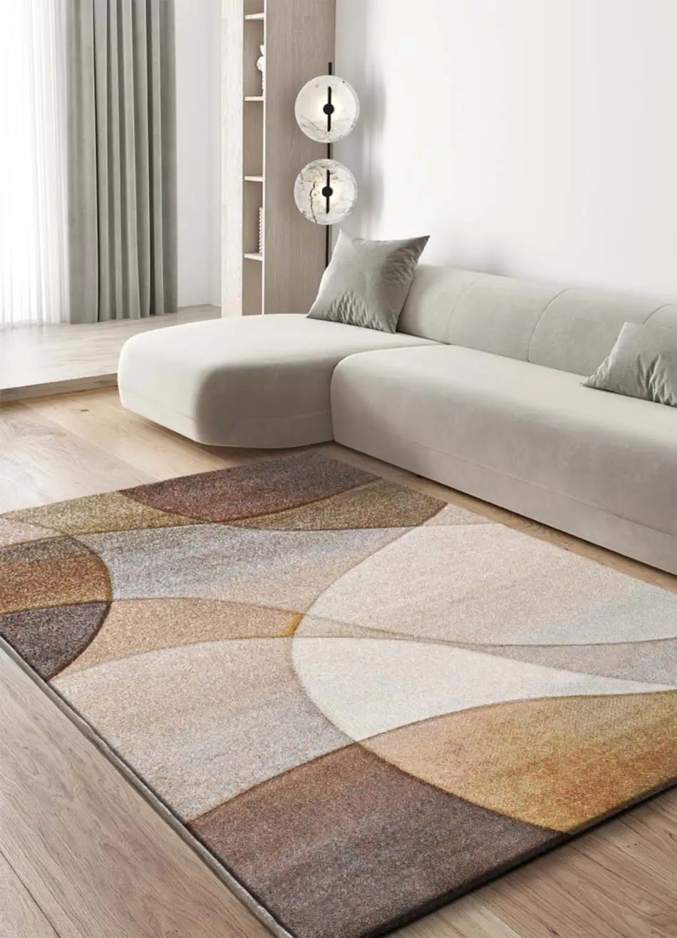 Dywan wewnętrzny prostokątny, terakota / beżowy, 80 x 150 cm, BADET abstrakcyjny - ATTICGO