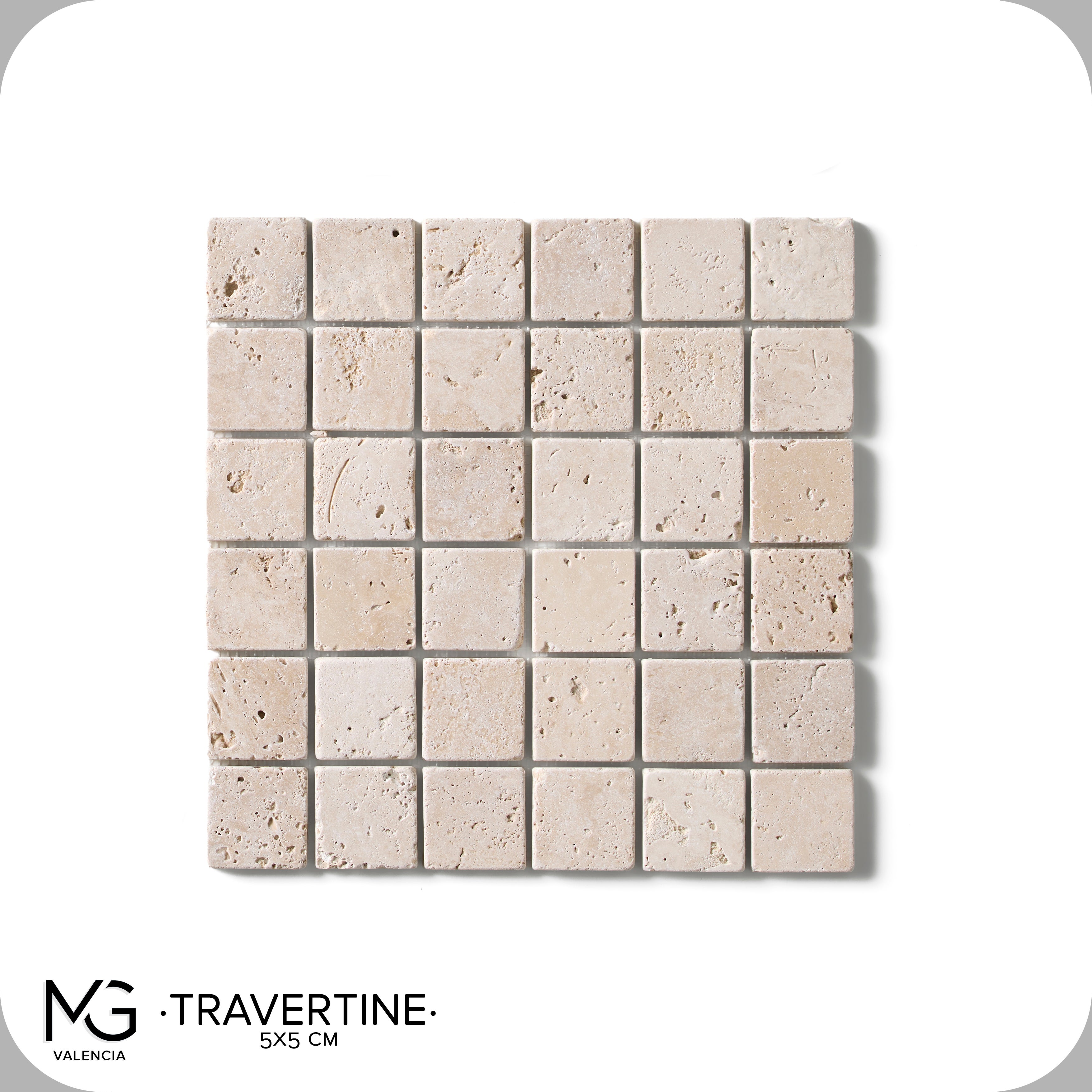 Mozaika z naturalnego trawertynu 30 x 30 cm | TRAVERTINE 5x5 | (Opakowanie 11 siatek = 1 m²)