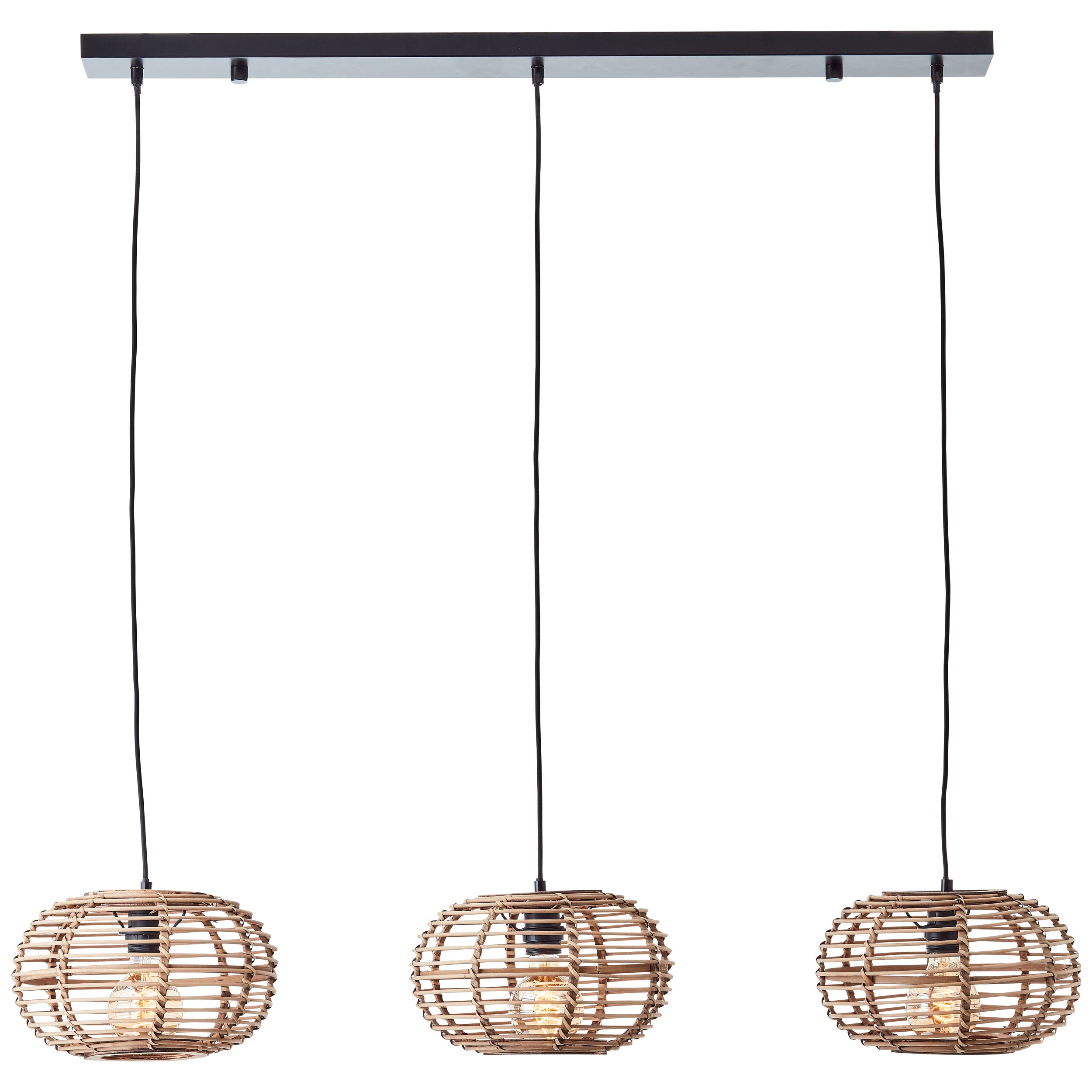 Brilliant lampa wisząca Woodball 3 źródła światła czarny mat/bambusowy brąz aluminium 3x A60, E27, 40 W