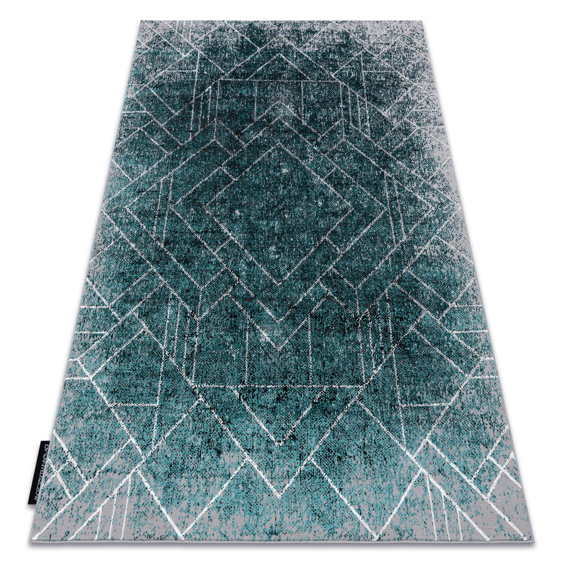 Dywan DE LUXE nowoczesny 626 Geometryczny, romby - Strukturalny szary / zielony 240x340 cm