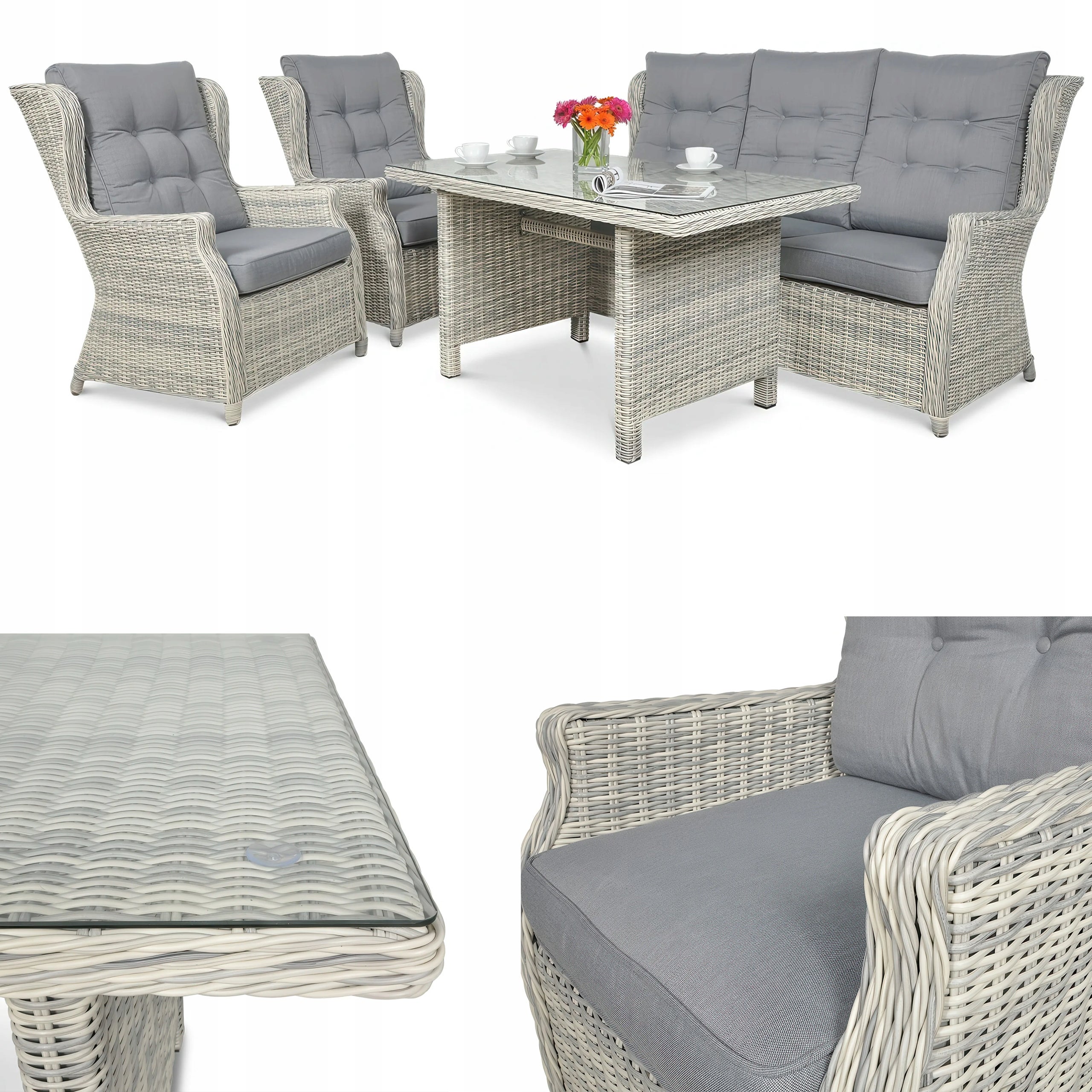 Zestaw Mebli Ogrodowych Technorattan TRIVENTO Sofa 2xFotel Stół 1 szt