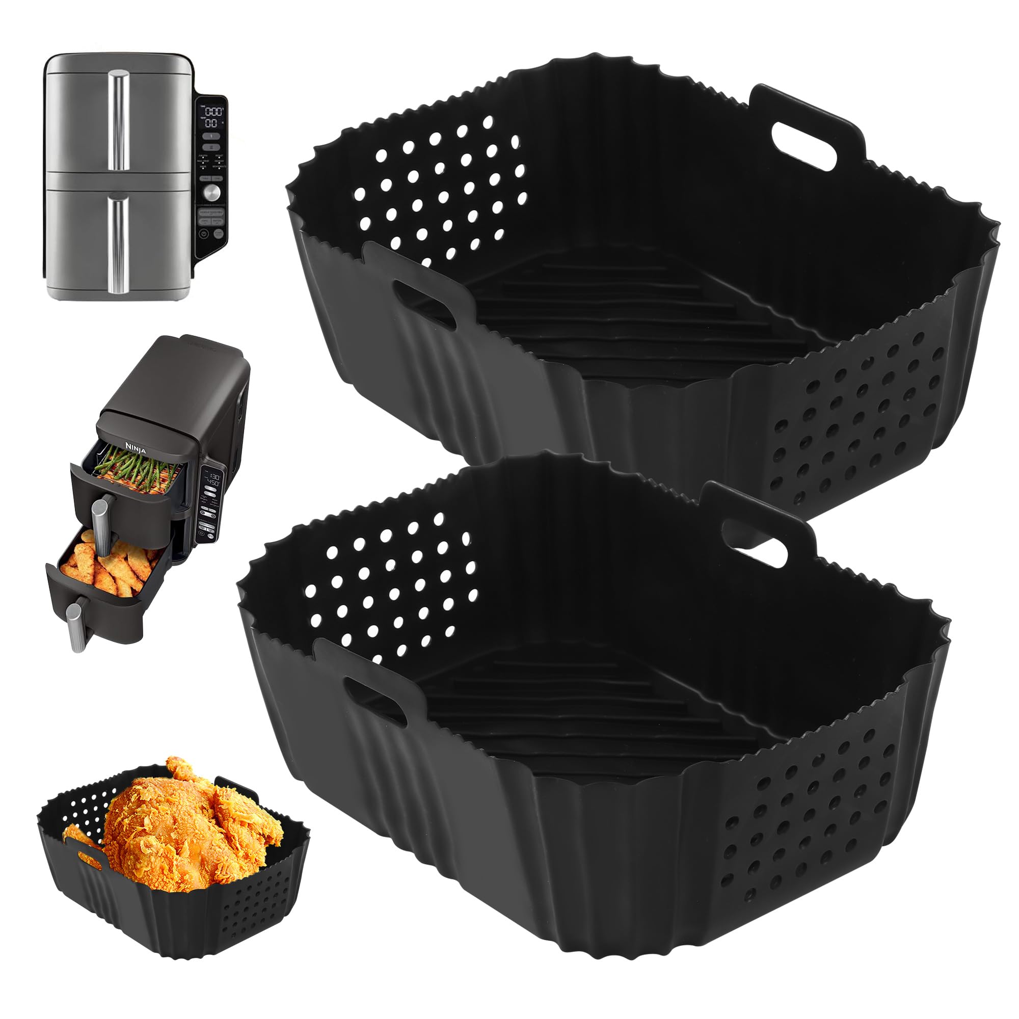 2 SZT. Forma do frytkownicy beztłuszczowej do Ninja Double Stack SL400EU 9,5 l, Silikonowe akcesorium do Ninja AF300EU AF400EU