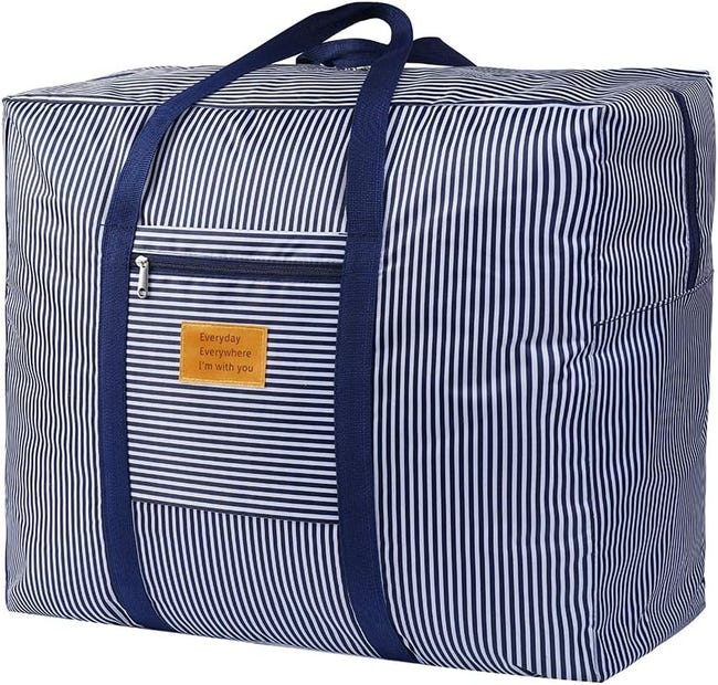 Torba do przechowywania, wodoodporny, gruby, duży organizer z solidnymi uchwytami,na ubrania sezonowe, worek na kołdrę, pościel, niebieski 49*21*40