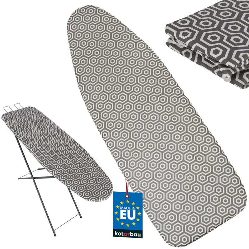 Pokrowiec na Deskę do Prasowania 48 X 128 CM - Pokrowiec Metalizowany - Uniwersalny - Bawełna - Filc - Rozmiar L - Szary - Plastry Miodu - KOTARBAU