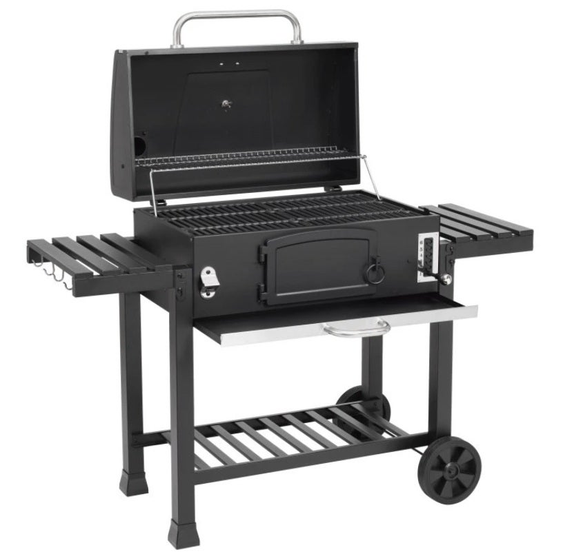 DUŻY GRILL WĘGLOWY EL FUEGO ONTARIOXXL RUSZT ŻELIWNY KOMIN SKŁADANE PÓŁKI