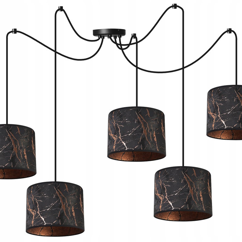 Lampa sufitowa wisząca Light Home LH Pająk Werona 5x E27 60W czarny/miedź
