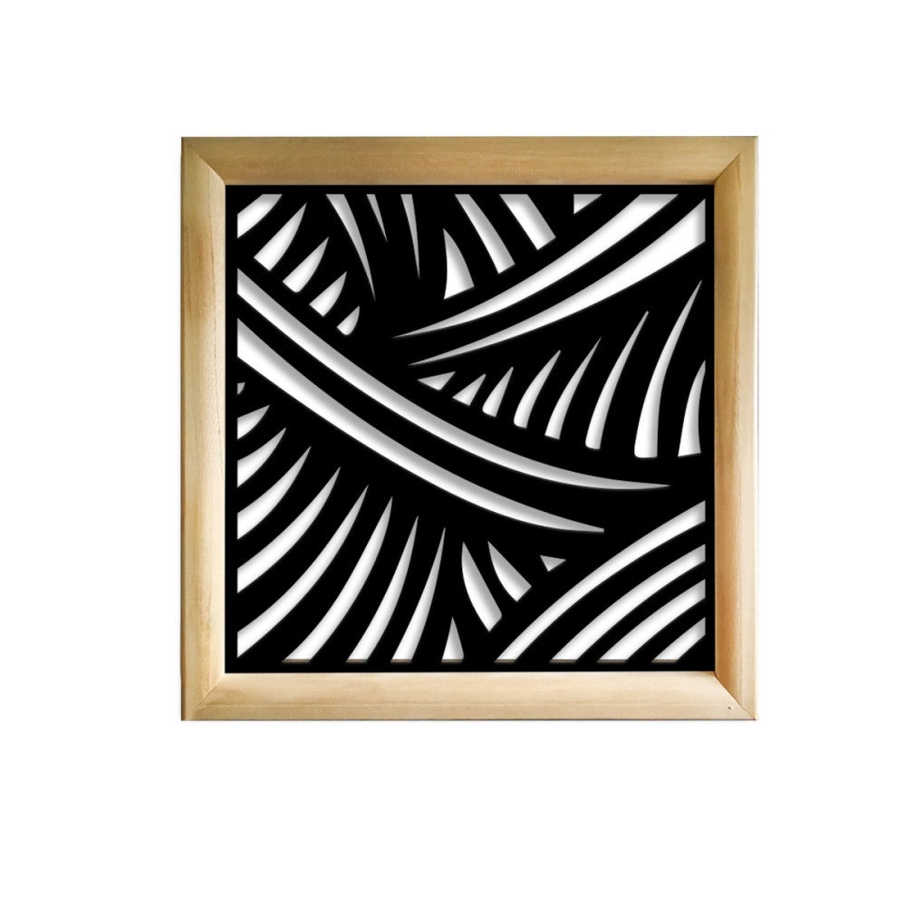 BANDS - Kwadratowe moduły dekoracyjne z drewna i PVC - Rozmiar 73x73 cm - Grubość 64 mm - Kolor wewnętrzny CZARNY
