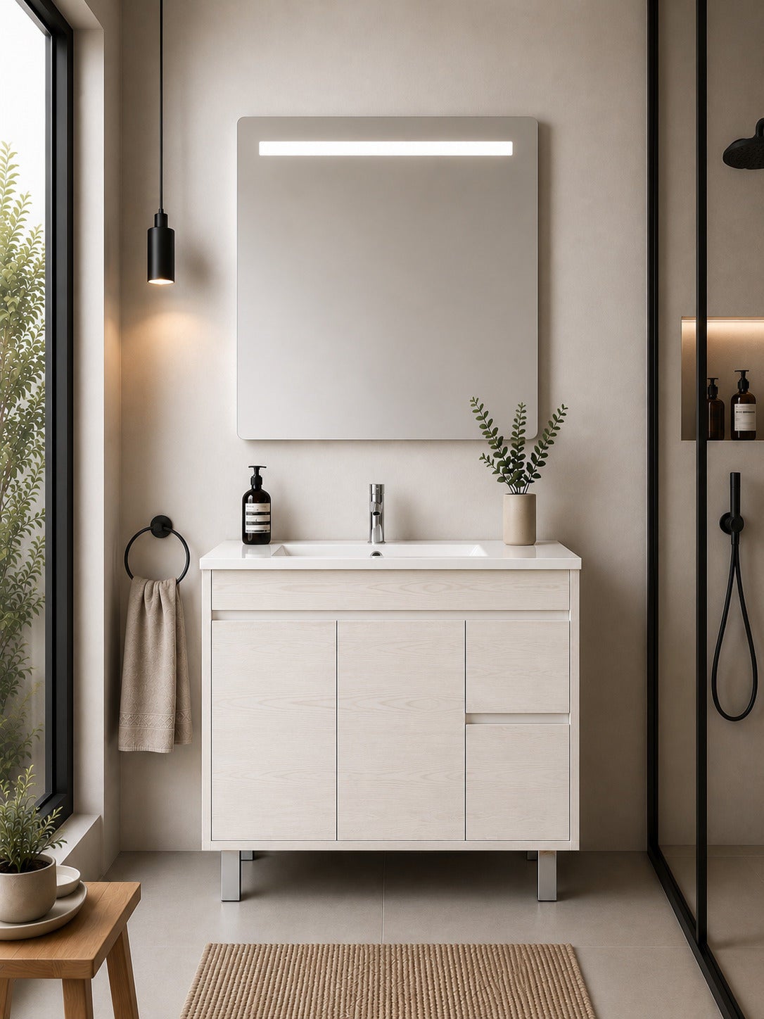 Szafka łazienkowa z umywalką ORIGENBATH ISQUIA bez lustra 100x45 cm biały nordycki