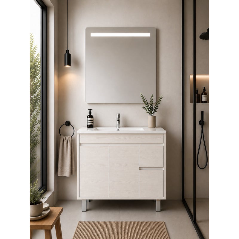 Szafka łazienkowa z umywalką ORIGENBATH ISQUIA bez lustra 100x45 cm biały nordycki