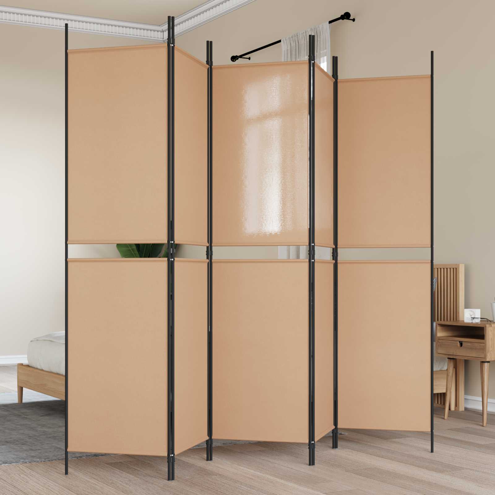 5-panelowy parawan Beżowy 250 x 200 cm tkanina vidaXL