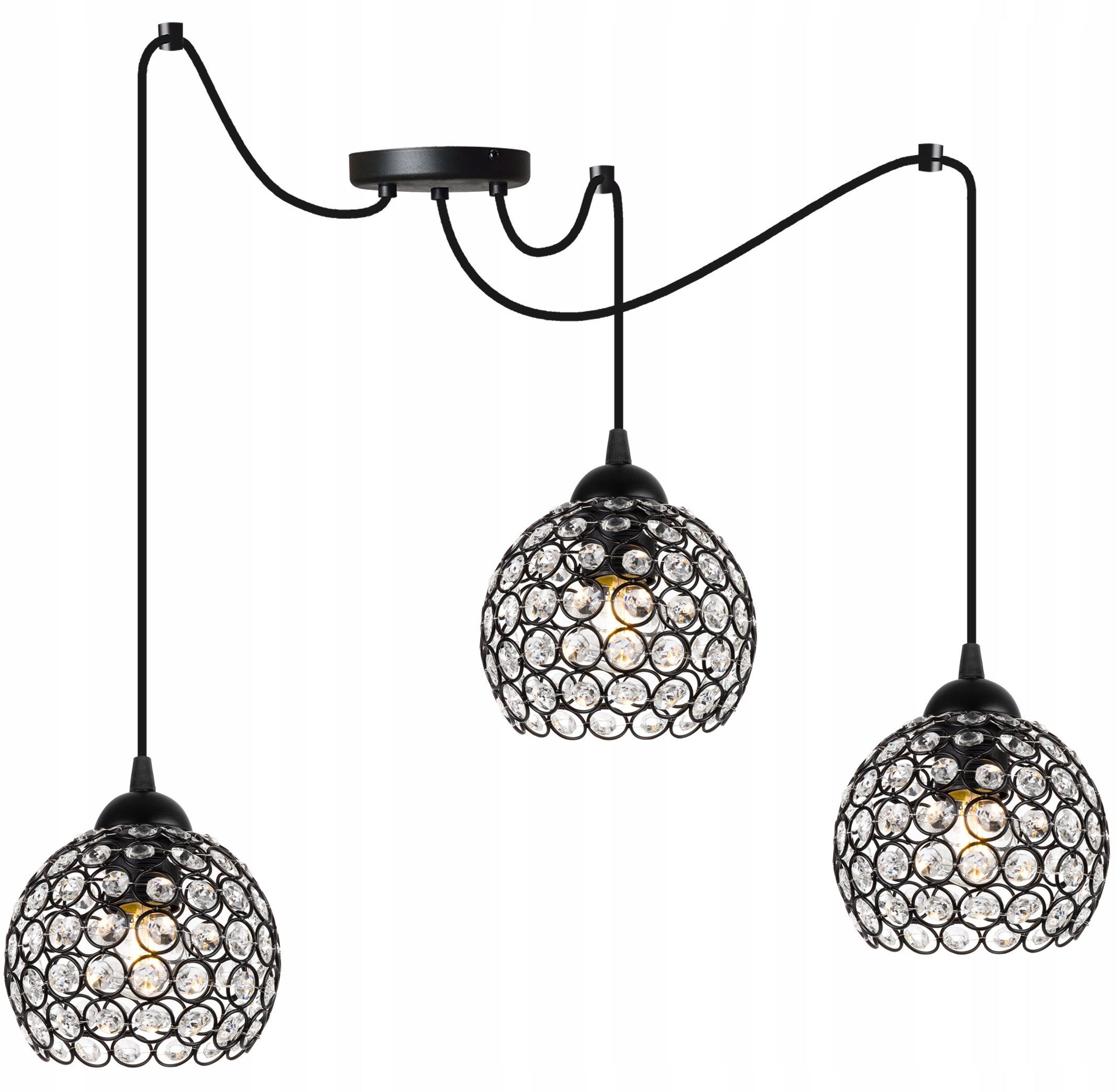 Lampa sufitowa wisząca Light Home LH Crystal Spider 3x E27 60W kryształki czarny