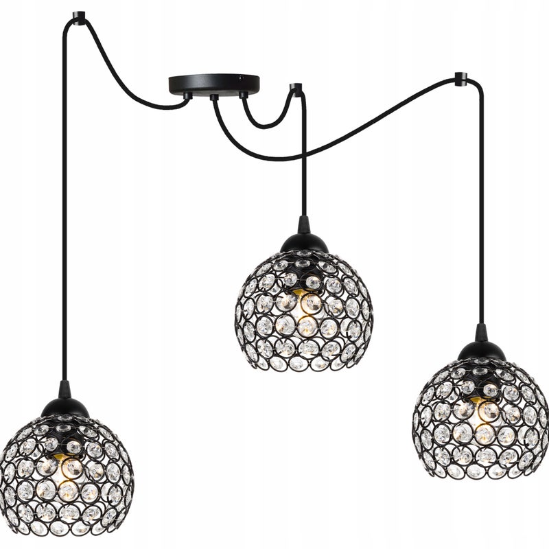 Lampa sufitowa wisząca Light Home LH Crystal Spider 3x E27 60W kryształki czarny
