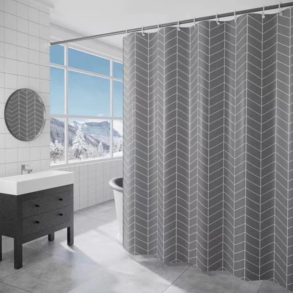 Zasłona prysznicowa z tkaniny drukowanej 180 x 200 cm Chevron Grey