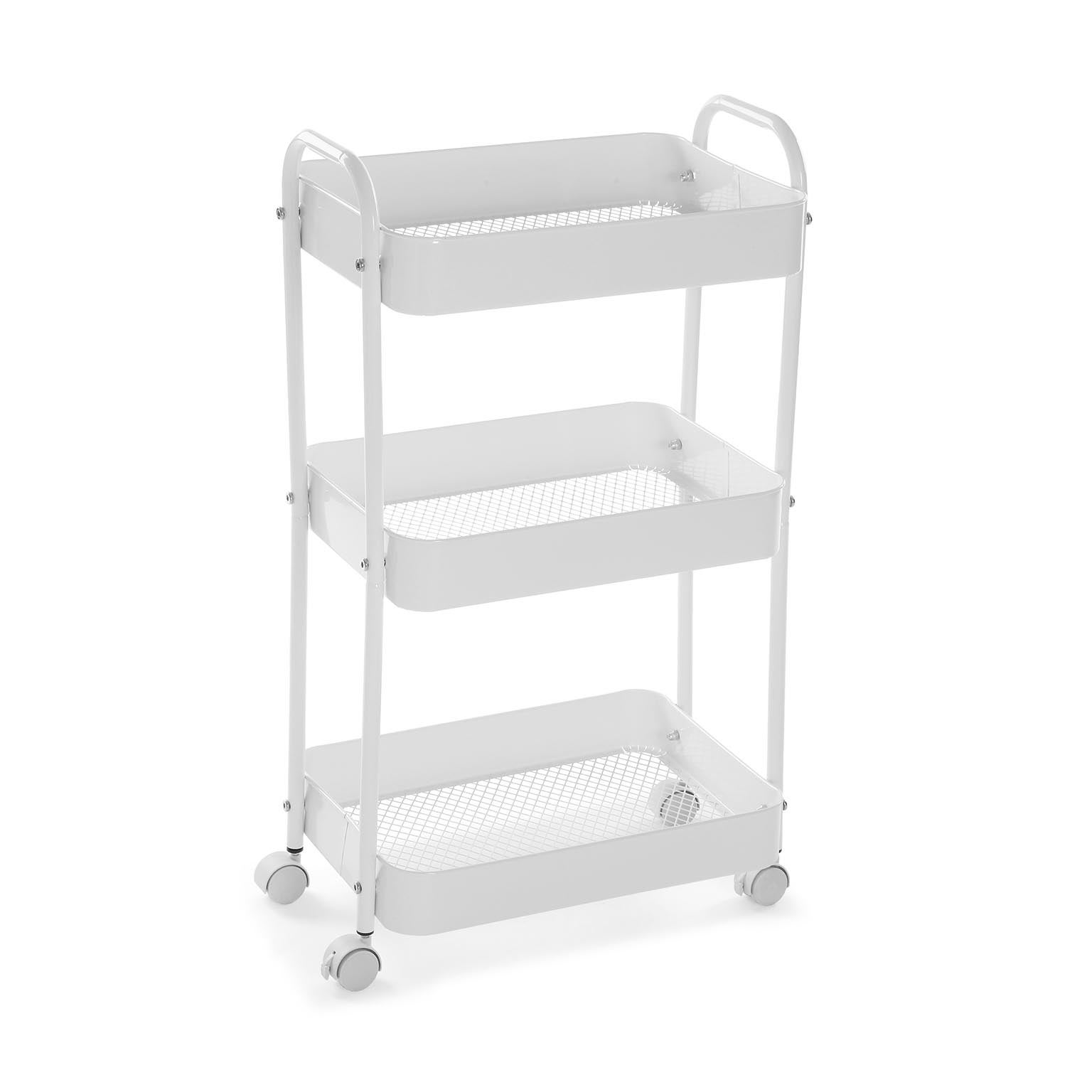 Szafka łazienkowa pomocnicza Versa Rogsta, wózek lub wózek magazynowy, wymiary (wys. x szer. x dł.) 76 x 30 x 46 cm, metal, kolor biały