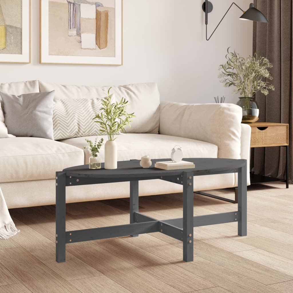 Stolik kawowy, szary, 118x63x45 cm, lite drewno sosnowe vidaXL