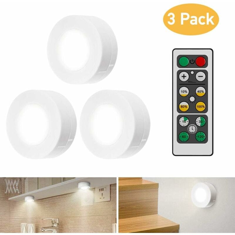 Lampa LED do szafy z pilotem, zestaw 3 lamp LED do szafy, lampka nocna LED do szafy do sypialni, garderoby