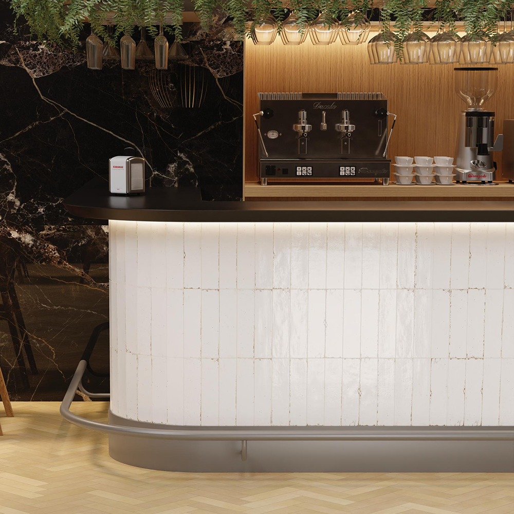 Płytka porcelanowa premium na ścianę z efektem Zellige ULTRAGLOSS Agadir Niebla 7x28