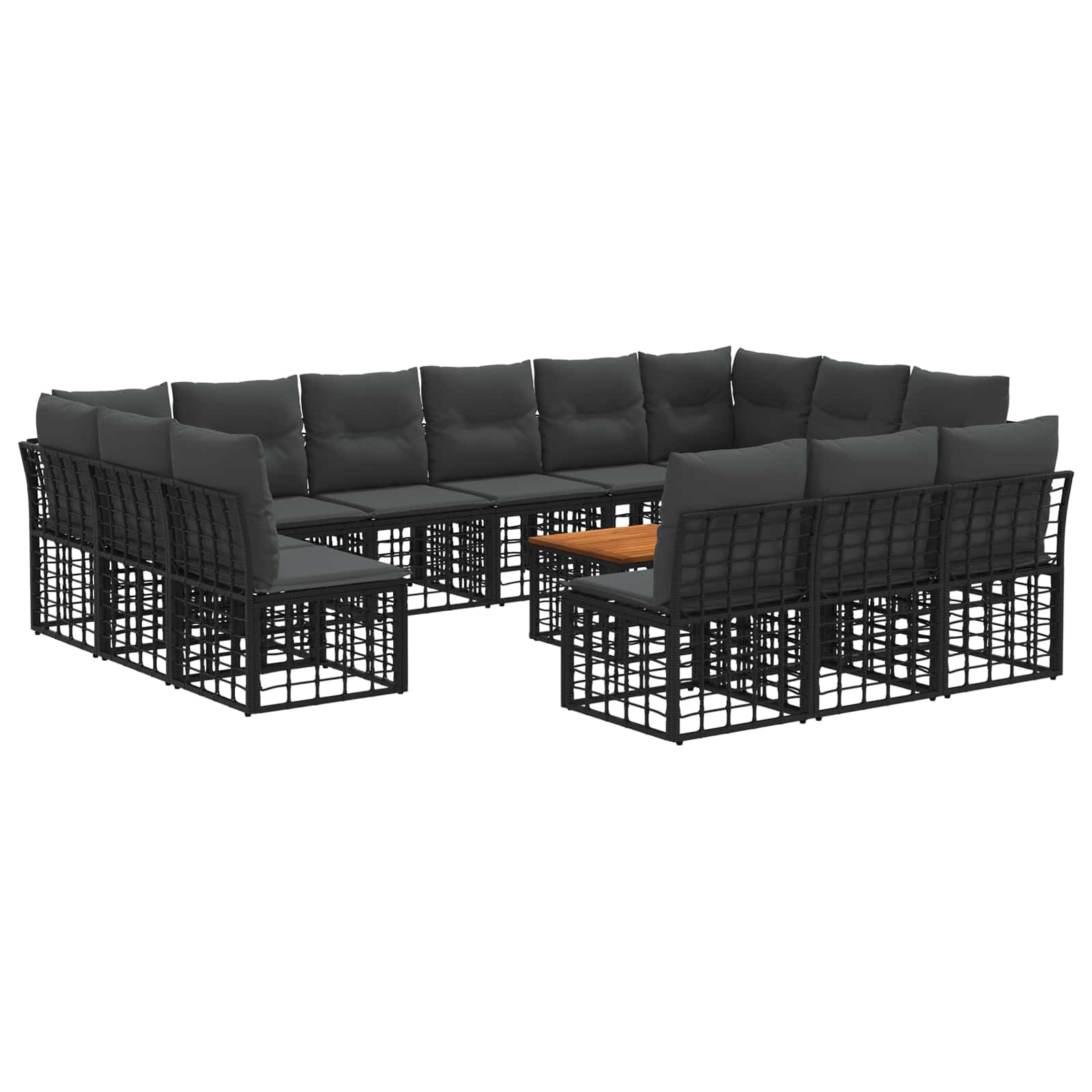 Zestaw sof na zewnątrz 14 pcs Czarny i Ciemnoszary Poliester vidaXL